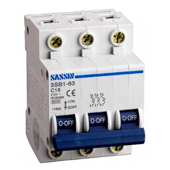 Автоматический выключатель 3P 20A 3SB1-63 SASSIN - Электрика, НВА - Модульное оборудование - Автоматические выключатели - Магазин электрооборудования для дома ТурбоВольт